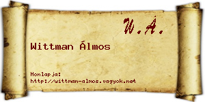 Wittman Álmos névjegykártya